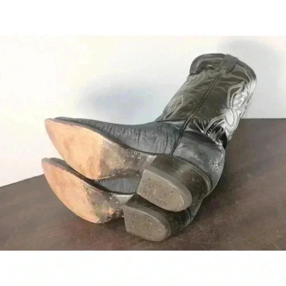 Tony Lama Black & Gray Goat Skin Leather Western Boots - size 8 D